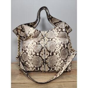 Michael Kors Astor Studded Leather Carryall Large Satchel Bag Phython